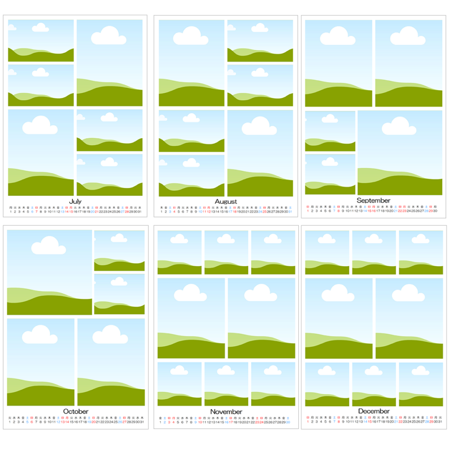 2L版コラージュカレンダー②-2025-7月～12月